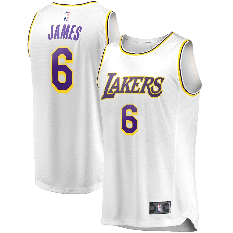 Basketball Jersey For Custom Apparel Sets-Lebron James Los Angeles Lakers Branded Fast Break Player Basketball Jersey - Association Edition - White