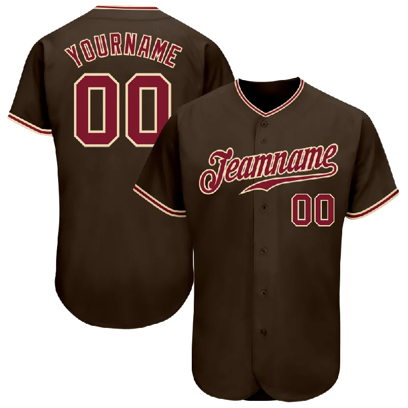 Baseball Jersey For Fan Apparel Customization-Custom Brown Crimson-City Cream Authentic Baseball Jersey