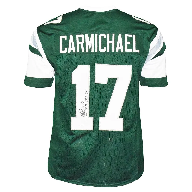 Rugby Jersey For Rugby Coaches-Harold Carmichael Signed HOF 20 Inscription Philadelphia Pro Green Football Jersey (Beckett)