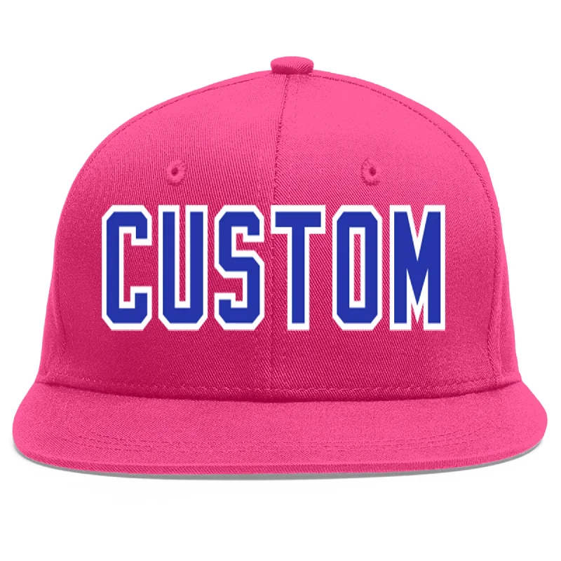 Baseball Cap With Custom Colors-Custom Rose Red Royal-White Flat Eaves Sport Baseball Cap