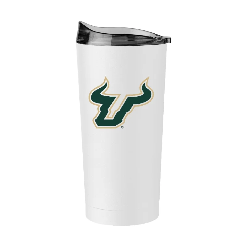 Custom Team Mug For Employee Gifts-South Florida White 20oz Gameday Powder Coat Tumbler