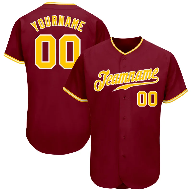 Baseball Jersey For Promotional Apparel-Custom Crimson Gold-White Authentic Baseball Jersey