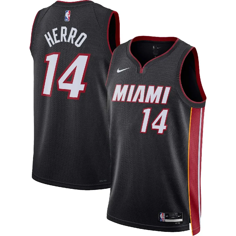 Basketball Jersey For School Teams-Tyler Herro Miami Heat Unisex Swingman Basketball Jersey - Icon Edition - Black