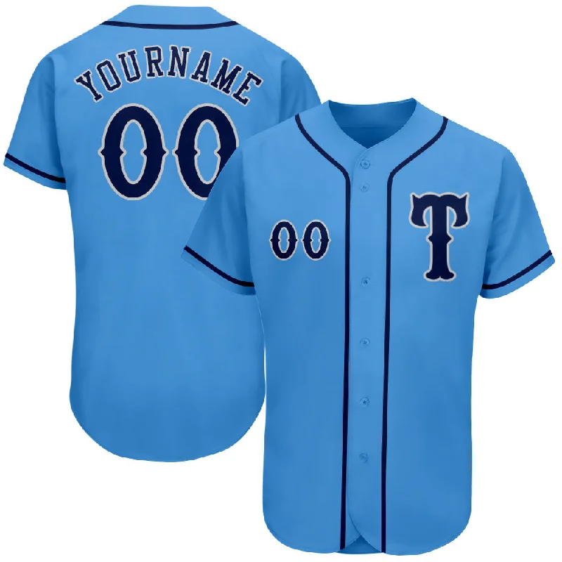 Baseball Jersey For International Matches-Custom Powder Blue Navy-Gray Authentic Baseball Jersey