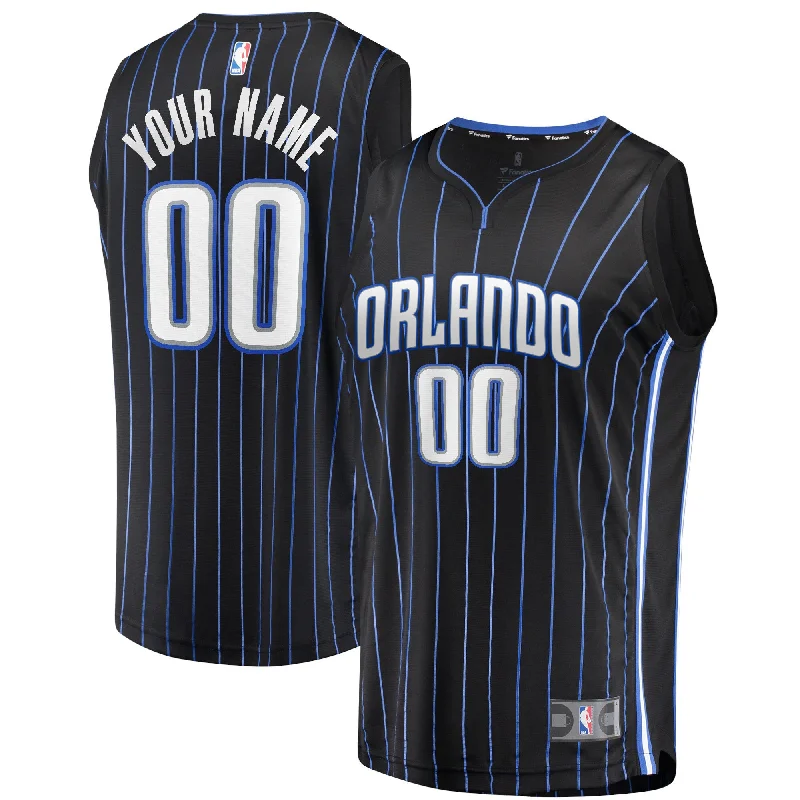 Basketball Jersey For Personalized Fan Gifts-Orlando Magic Branded Fast Break Custom Basketball Jersey - Black - Icon Edition