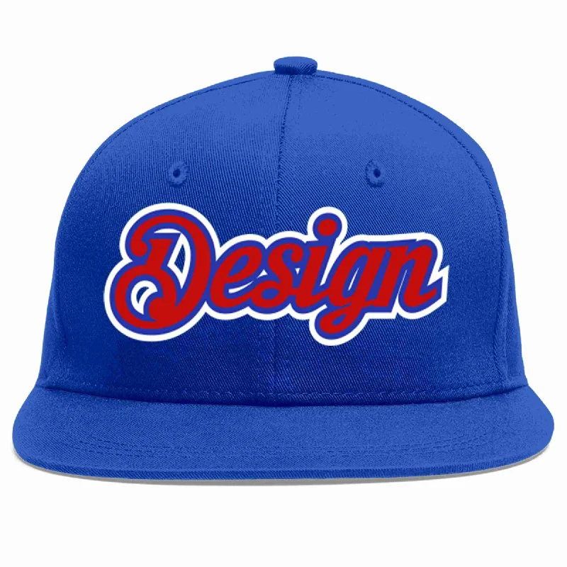 Custom Baseball Cap-Custom Royal Red-Royal Flat Eaves Sport Baseball Cap Design for Men/Women/Youth