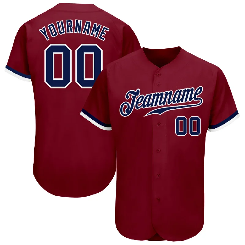 Baseball Jersey For Custom Sports Apparel-Custom Crimson Navy-White Authentic Baseball Jersey