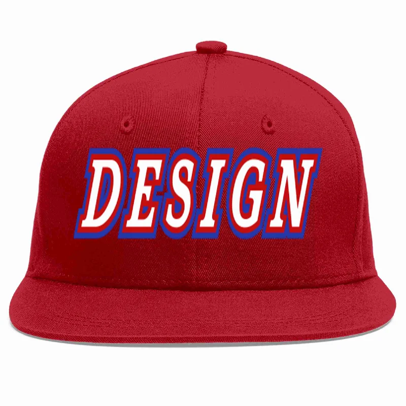 Baseball Cap For Fishing-Custom Red White-Red Flat Eaves Sport Baseball Cap Design for Men/Women/Youth