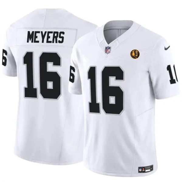 Personalized Football Jersey For Game Days-Men's Las Vegas Raiders #16 Jakobi Meyers White 2023 F.U.S.E. With John Madden Patch Vapor Limited Football Stitched Jersey