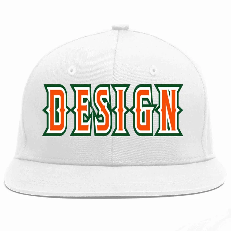 Baseball Cap For Promotional Products-Custom White Orange-White Flat Eaves Sport Baseball Cap Design for Men/Women/Youth