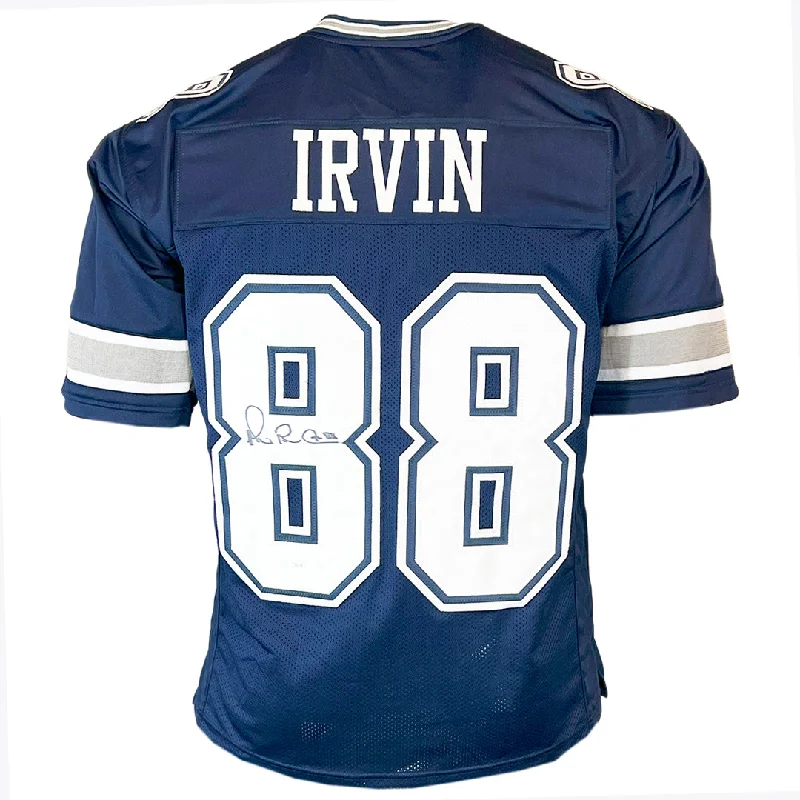 Rugby Jersey For School Spirit-Michael Irvin Signed Dallas Navy Football Jersey (JSA )