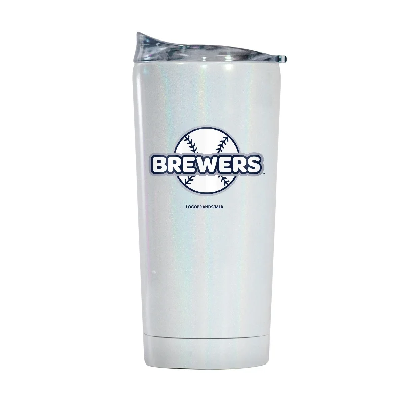 Custom Team Mug For Holiday Gifts-Milwaukee Brewers 20oz Bubble Iridescent Tumbler