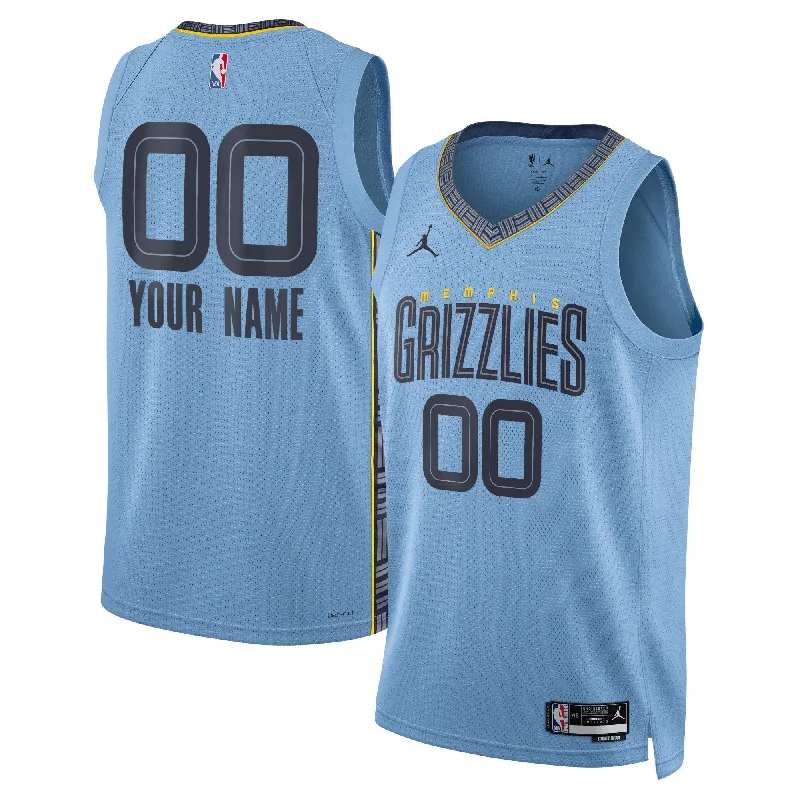 Basketball Jersey With Unique Sleeves and Design-Memphis Grizzlies Jordan Brand Unisex 2022/23 Swingman Custom Basketball Jersey - Statement Edition - Blue