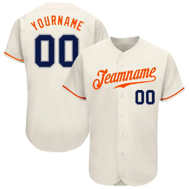 Baseball Jersey For Supporters-Custom Cream Navy-Orange Authentic Baseball Jersey