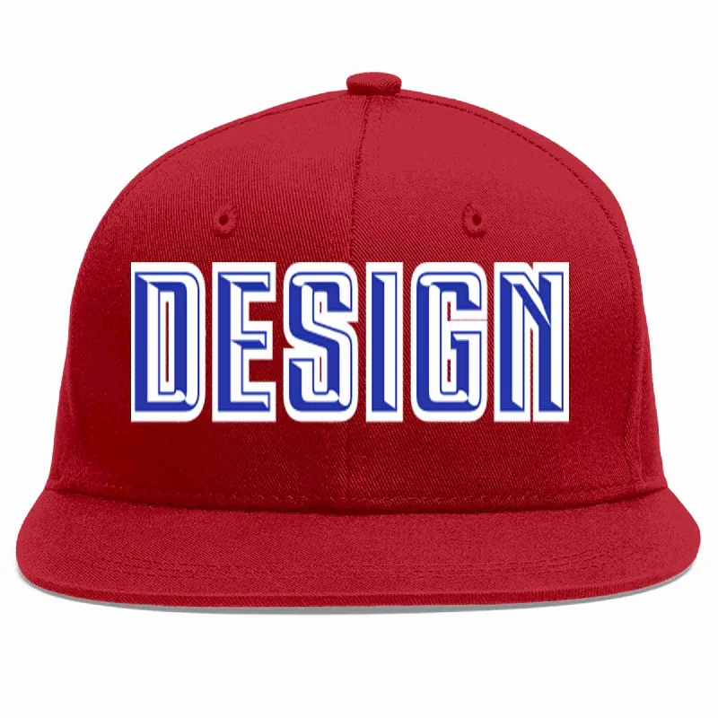 Baseball Cap With Modern Style-Custom Red Royal-White Flat Eaves Sport Baseball Cap Design for Men/Women/Youth