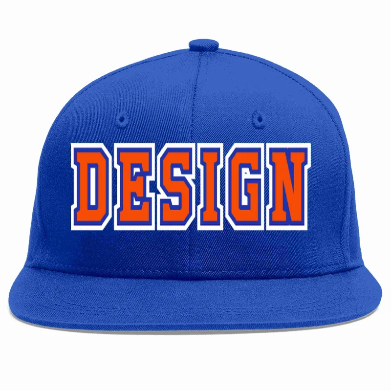 Baseball Cap For Baseball Fans-Custom Royal Orange-Royal Flat Eaves Sport Baseball Cap Design for Men/Women/Youth