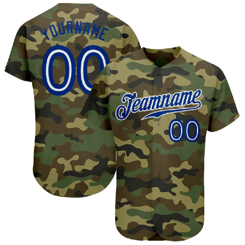 Baseball Jersey With Custom Patterns-Custom Camo Royal-White Authentic Salute To Service Baseball Jersey