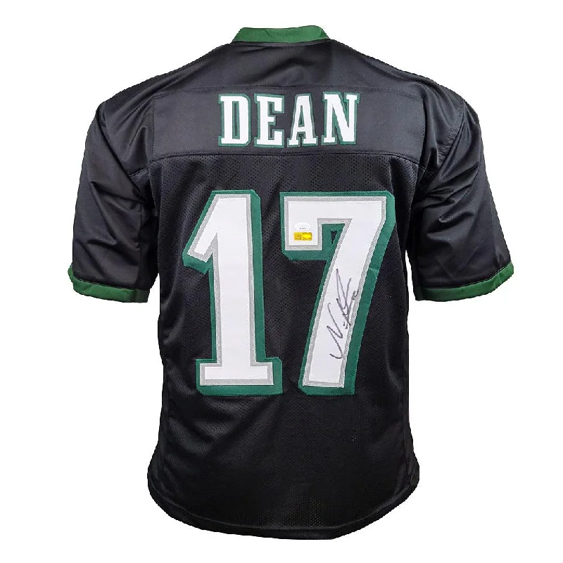 Rugby Jersey For Rugby Tournaments-Nakobe Dean Signed Philadelphia Black Football Jersey (JSA)