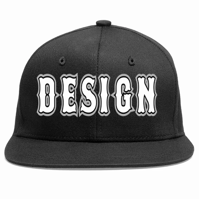 Baseball Cap For Custom Merchandise-Custom Black White-Black Flat Eaves Sport Baseball Cap Design for Men/Women/Youth