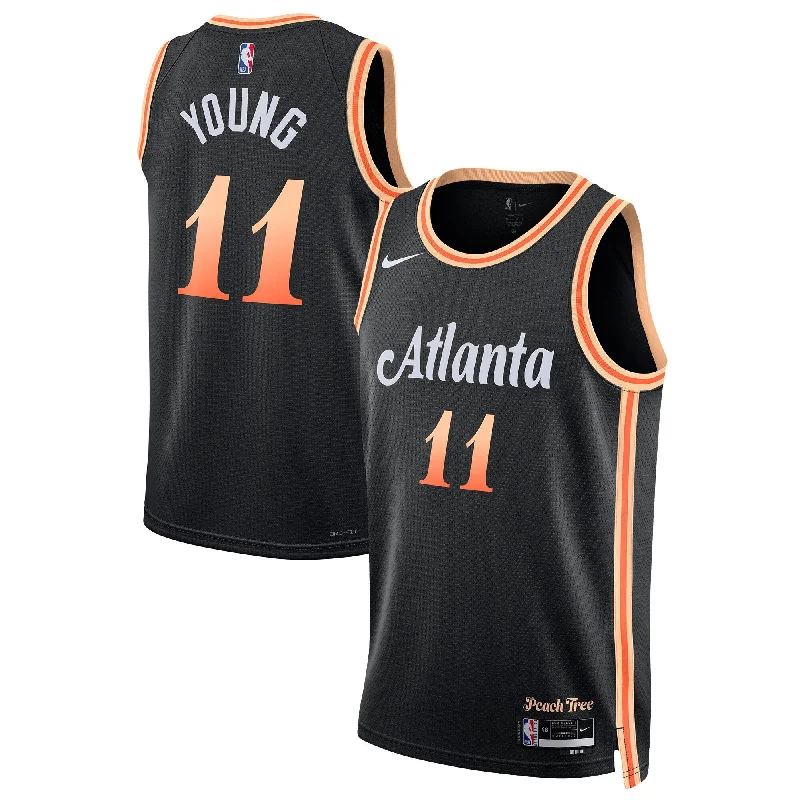 Basketball Jersey With Custom Player Numbers-Trae Young Atlanta Hawks Unisex 2022/23 Swingman Basketball Jersey - City Edition - Black