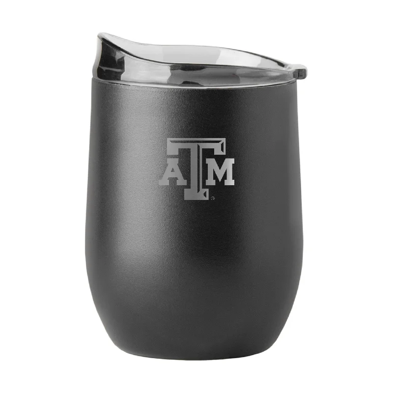 Custom Team Mug With Team Pictures-Texas A&M 16oz Etch Black Powder Coat Curved Beverage