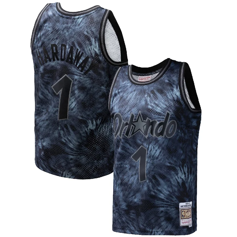 Basketball Jersey With Retro Style-Penny Hardaway Orlando Magic Hardwood Classics 1984/85 Tie-dye Swingman Basketball Jersey - Black