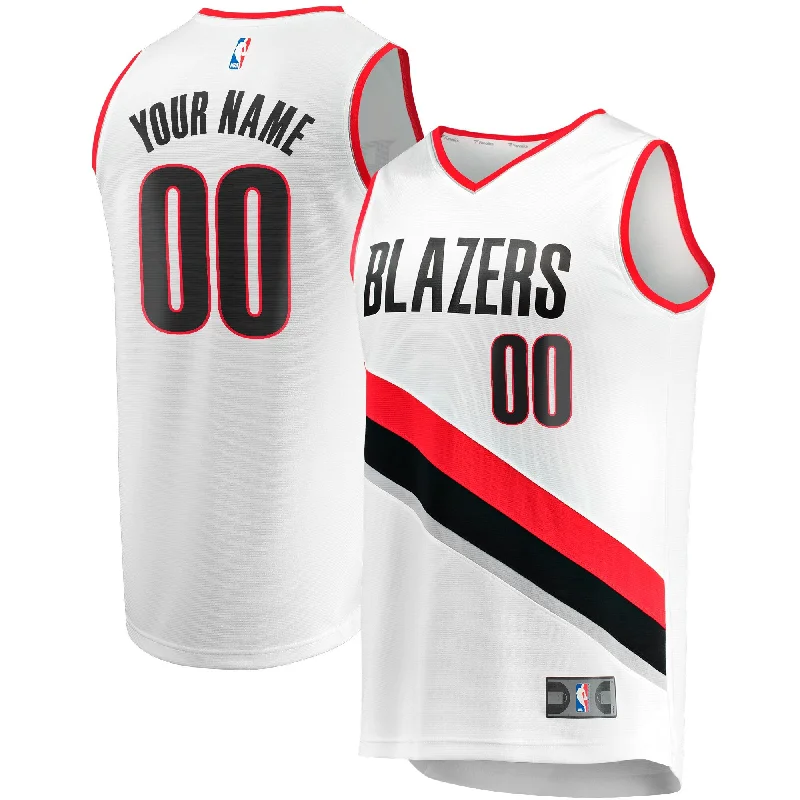 Basketball Jersey For College Sports Apparel-Portland Trail Blazers Branded Fast Break Custom Basketball Jersey - Association Edition - White