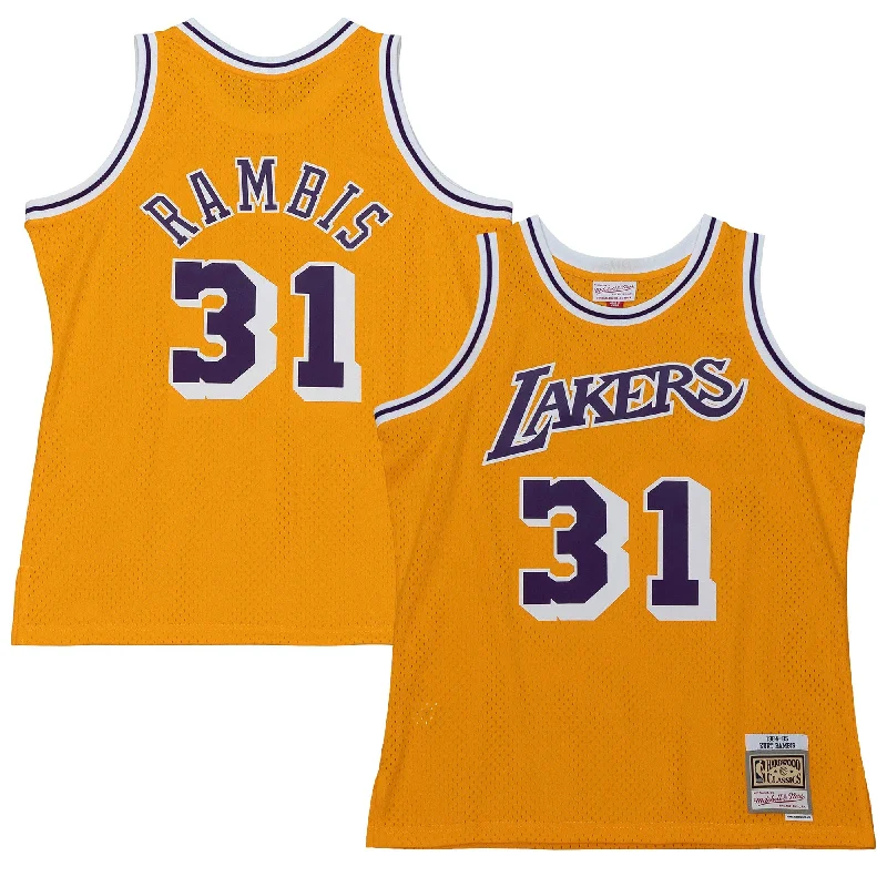 Basketball Jersey With Embroidery-Kurt Rambis Los Angeles Lakers 1984/85 Swingman Basketball Jersey - Gold