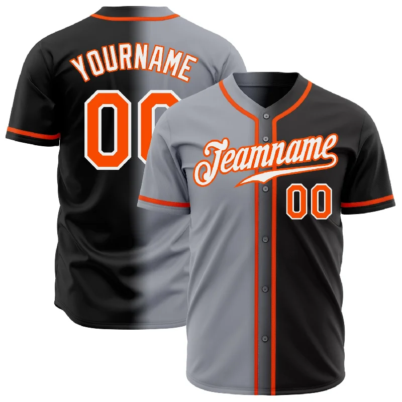 Baseball Jersey For Custom Family Orders-Custom Black Orange Gray-White Authentic Gradient Fashion Baseball Jersey