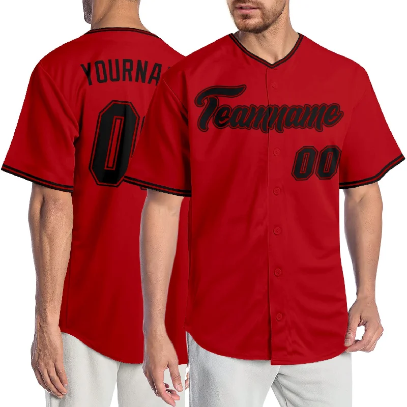 Baseball Jersey For Club Teams-Custom Red Black-Red Authentic Baseball Jersey