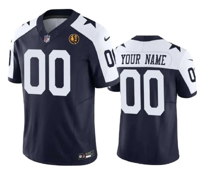 Football Jersey With Custom Artwork-Men's Dallas Cowboys Active Player Custom Navy 2023 F.U.S.E. With John Madden Patch Vapor Limited Football Stitched Jersey