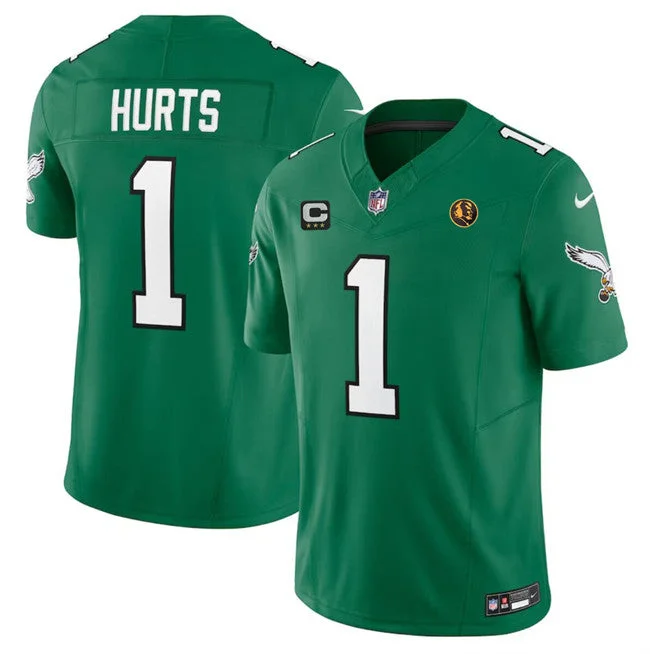 Football Jersey For Team Sponsorship-Men's Philadelphia Eagles #1 Jalen Hurts Green 2023 F.U.S.E. Throwback With 3-star C Patch And John Madden Patch Vapor Limited Football Stitched Jersey