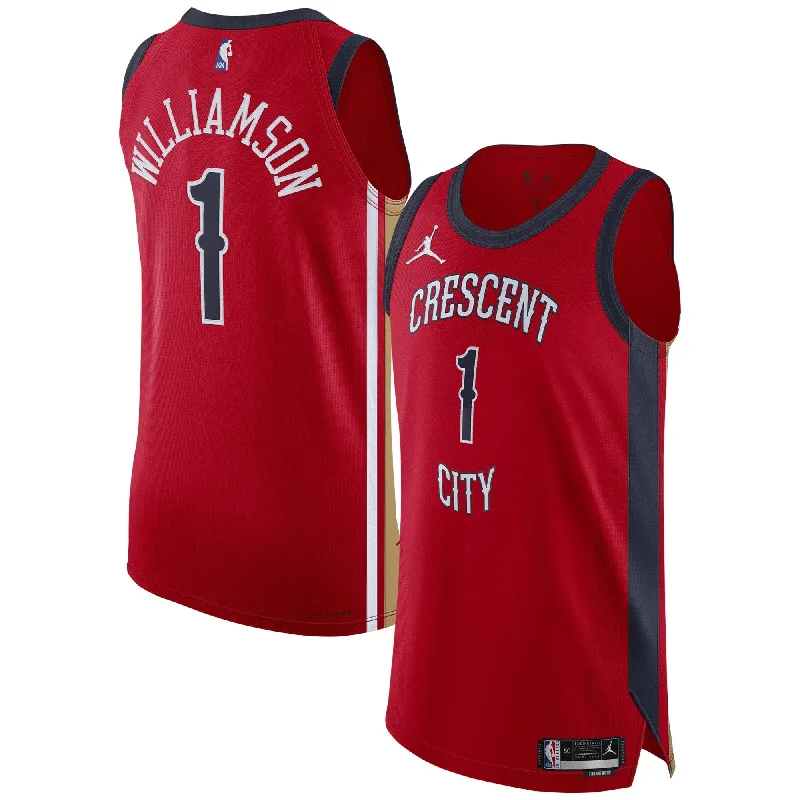 Custom Basketball Jersey With Name-Zion Williamson New Orleans Pelicans Jordan Brand Basketball Jersey - Statement Edition - Red