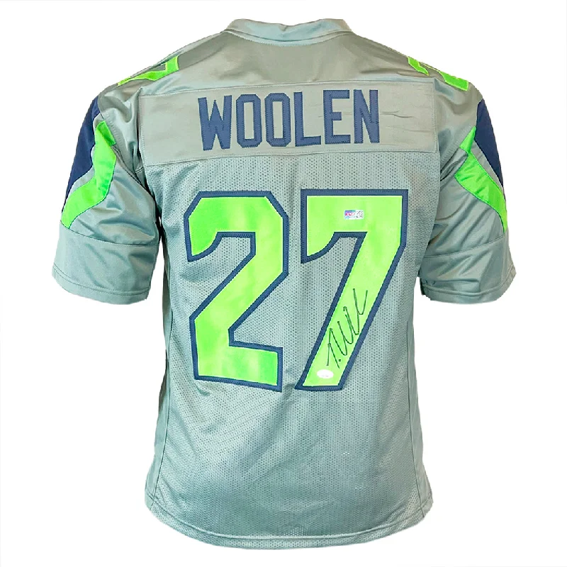 Rugby Jersey For Sports Events-Tariq Woolen Signed Seattle Grey Football Jersey (JSA)