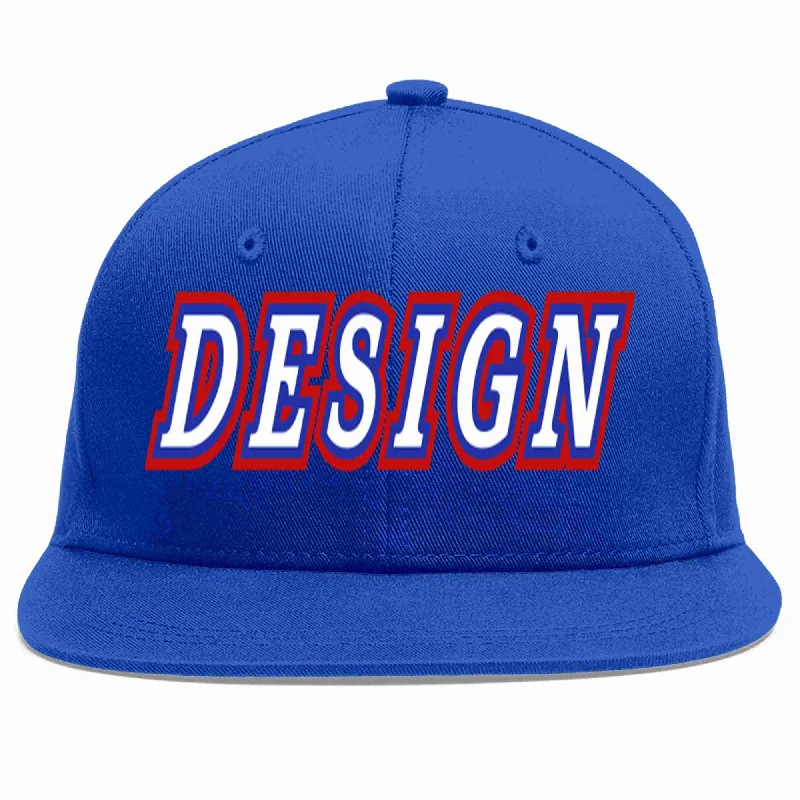 Baseball Cap For Popular Brands-Custom Royal White-Royal Flat Eaves Sport Baseball Cap Design for Men/Women/Youth