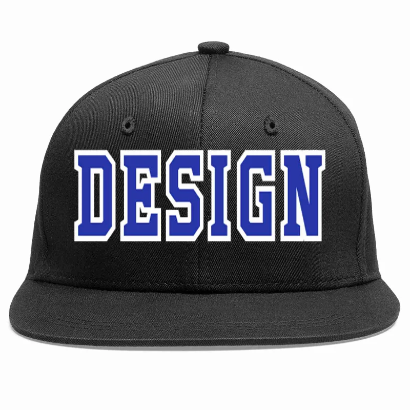 Baseball Cap For Family Orders-Custom Black Royal-White Flat Eaves Sport Baseball Cap Design for Men/Women/Youth