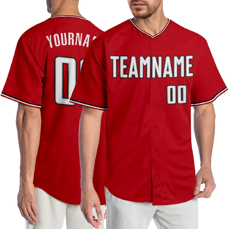 Baseball Jersey For Baseball-Themed Events-Custom Red White-Black Authentic Baseball Jersey