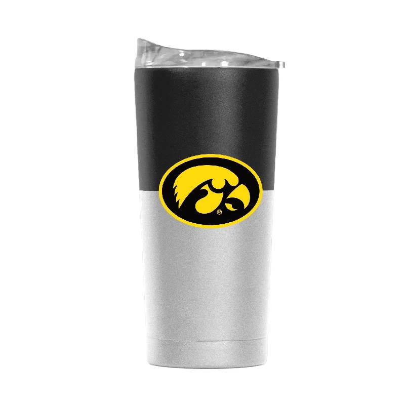 Personalized Team Mug For Corporate Recognition-Iowa 20oz Colorblock White Powder Coat Tumbler