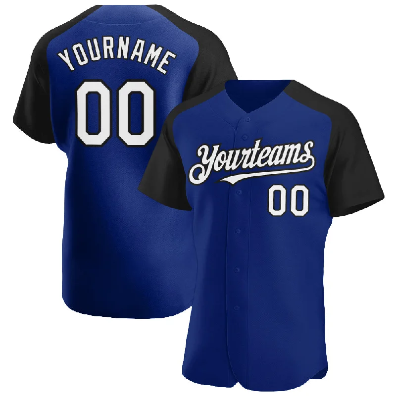 Baseball Jersey With Bold Team Name-Custom Royal White-Black Authentic Raglan Sleeves Baseball Jersey