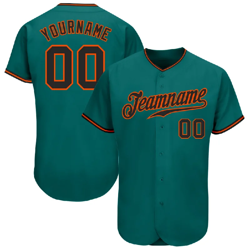 Baseball Jersey For Advertising-Custom Teal Black-Orange Authentic Baseball Jersey