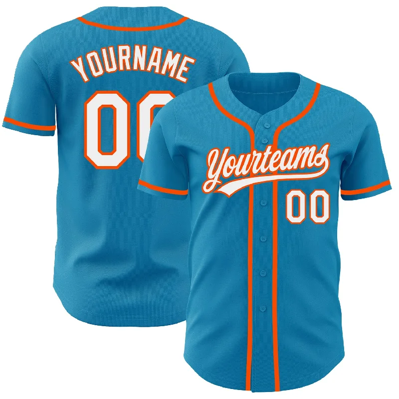 Baseball Jersey With Full Sublimation-Custom Panther Blue White-Orange Authentic Baseball Jersey