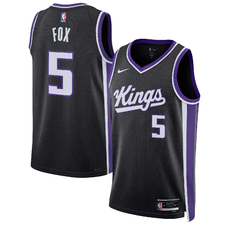 Basketball Jersey For Tailored Custom Designs-De'aaron Fox Sacramento Kings Unisex Swingman Basketball Jersey - Icon Edition - Black