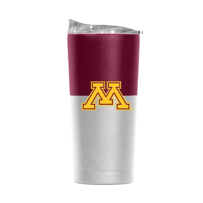 Custom Team Mug For Advertising-Minnesota 20oz Colorblock White Powder Coat Tumbler