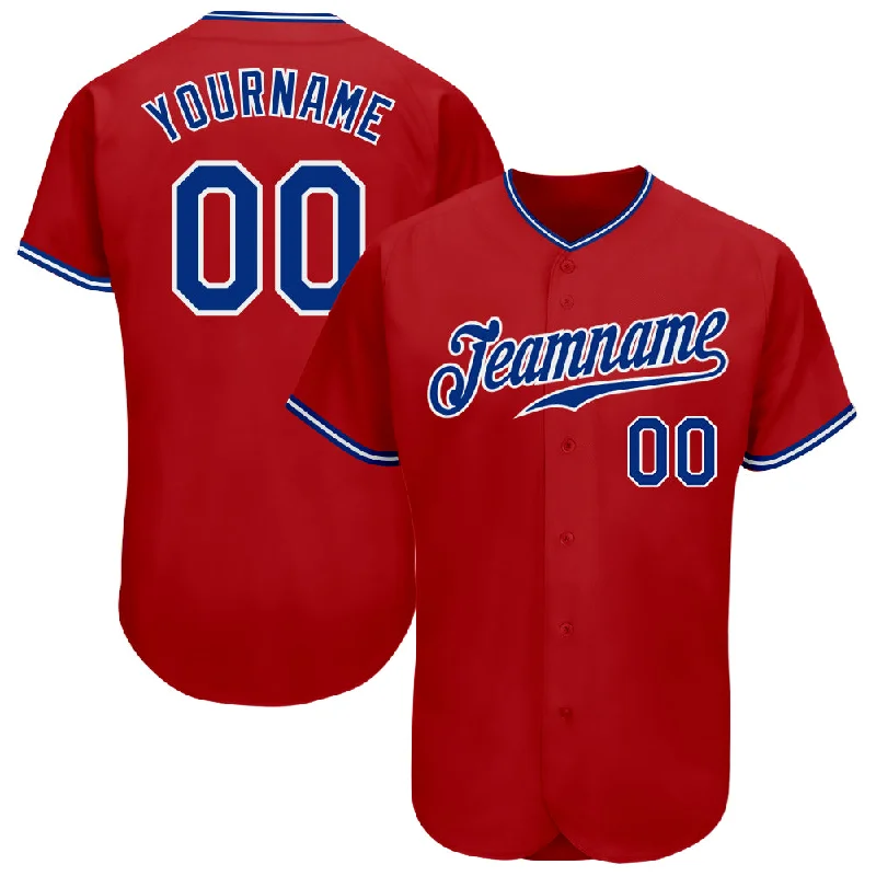 Baseball Jersey With Iconic Logo-Custom Red Royal-White Authentic Baseball Jersey