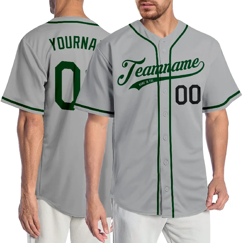 Baseball Jersey For Baseball Players-Custom Gray Green-Black Authentic Baseball Jersey