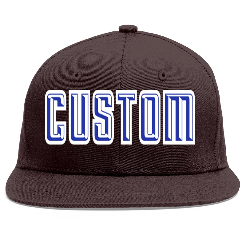 Personalized Baseball Cap With Name-Custom Brown Royal-White Flat Eaves Sport Baseball Cap