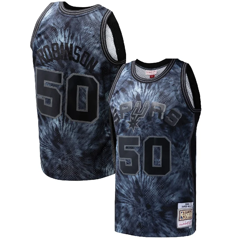 Basketball Jersey For Group Orders and Bulk Purchases-David Robinson San Antonio Spurs Hardwood Classics 1998/99 Tie-dye Swingman Basketball Jersey - Black