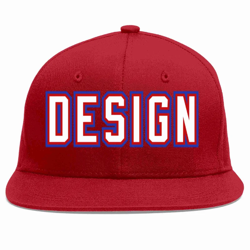 Baseball Cap For Fundraising Events-Custom Red White-Red Flat Eaves Sport Baseball Cap Design for Men/Women/Youth