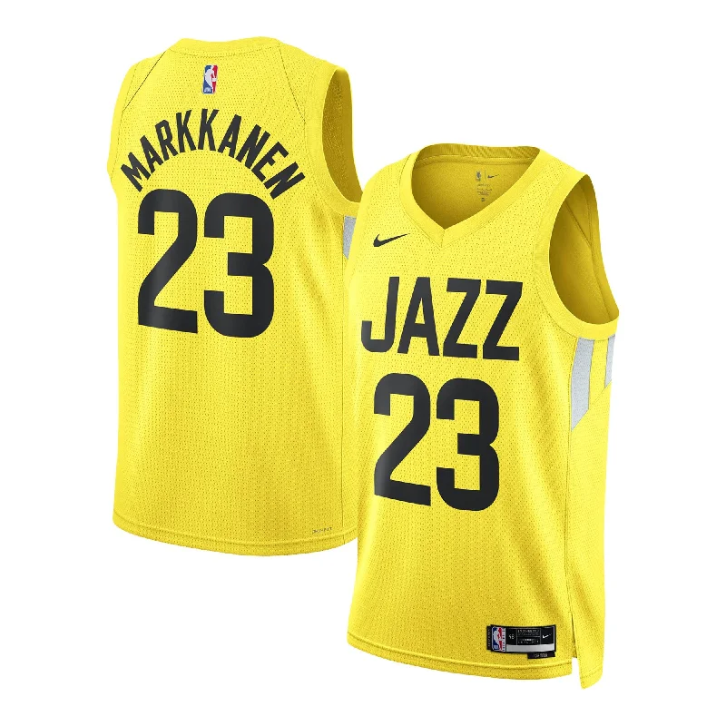 Custom Basketball Jersey For All Team Levels-Lauri Markkanen Utah Jazz Unisex Swingman Basketball Jersey - Icon Edition - Gold