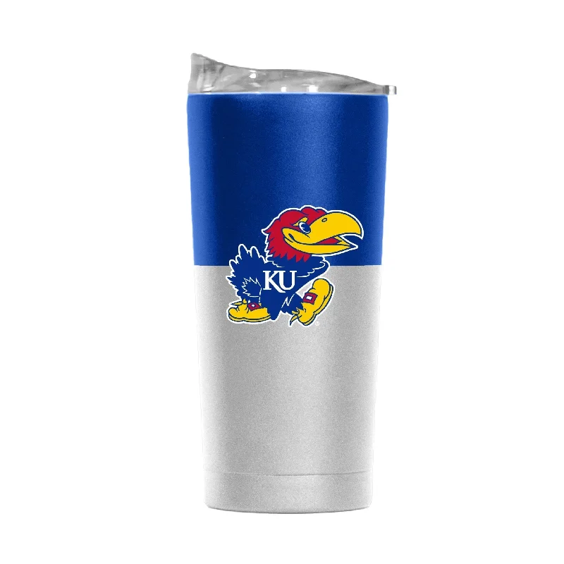 Custom Team Mug For Corporate Branding-Kansas 20oz Colorblock White Powder Coat Tumbler